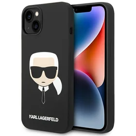 KARL LAGERFELD KLHCP14SSLKHBK IPHONE 14/15/13 6.1 "MACIŅŠ MELNS / MELNS SILIKONA KARL`S HEAD