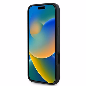 Guess 4G gredzens klasiskā logotipa magnētiskais viedtālruņa apvalks iPhone 16 Plus - melns