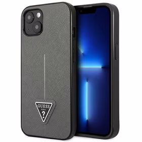Guess SaffianoTriangle Logotips viedtālruņa apvalks iPhone 13 / 14 / 15 6.1" - sudraba