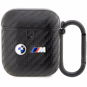 BMW BMA2WMPUCA2 AirPods 1/2 apvalks melns/melns oglekļa ar dubultu metāla logotipu