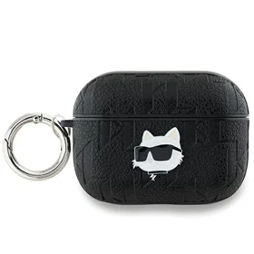 Karl Lagerfeld Monogram Choupette Head viedtālruņa apvalks AirPods Pro 2 - melns