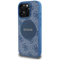 Guess 4G Circle Classic Logo Magnētiskais viedtālruņa apvalks iPhone 16 Pro - zils