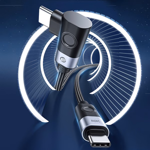 Orico CW240 leņķa USB-C–USB-C PD, 240 W, 20 Gbps kabelis, 0,5 m – melns