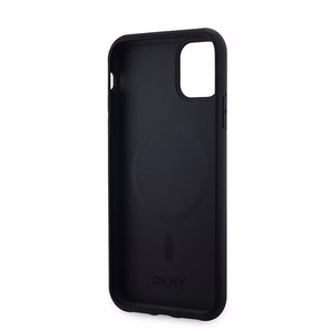 DKNY Ādas rūtainais magnētiskais apvalks iPhone 11 / Xr - melns