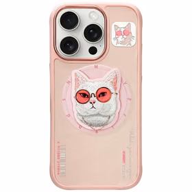 AmazingThing Nimmy Glasses Cool Cat MagSafe apvalks viedtālrunim iPhone 16 Pro – rozā