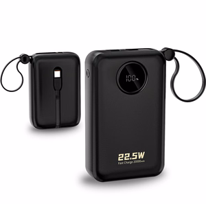 Dudao K14+ portatīvais lādētājs 20000mAh 22.5W USB-C / USB-A / iebūvēti Lightning un USB-C kabeļi - melns