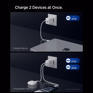Spigen Essential EE472EU 2-port USC-C 47W wall charger - white