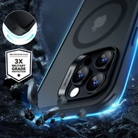 ESR Classic Hybrid Halolock MagSafe apvalks komplekts + rūdītais stikls iPhone 16 Pro Max - daļēji caurspīdīgs ar melnu rāmi