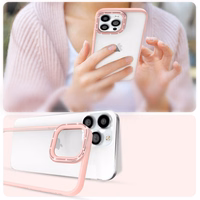 Kingxbar Sparkle Series viedtālruņa apvalks iPhone 13 Pro ar kristāliem aizmugures vāks rozā krāsas