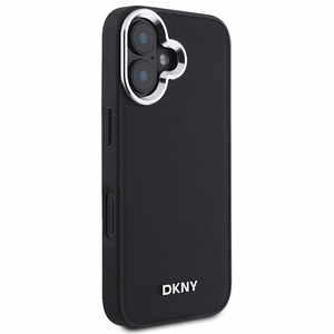 DKNY Vienkāršs sudraba logotips magnētiskais iPhone 16 viedtālruņa apvalks - melns