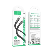 Plakans kabelis USB C uz USB C Hoco 3A 60W 1 m X125 melns