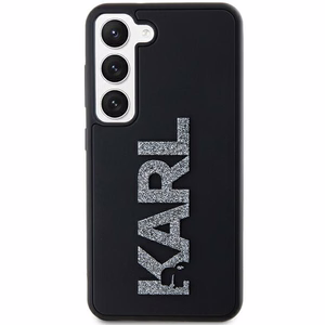 Karl Lagerfeld 3D Gumijas Mirdzošs Logotips viedtālruņa apvalks Samsung Galaxy S23+ - melns