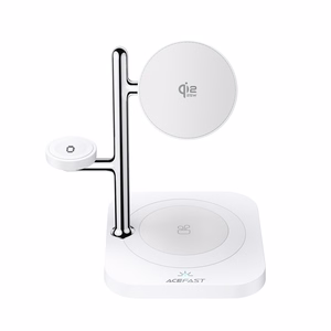 Acefast E39 Qi2.2 25W 4-in-1 bezvadu galda lādētājs telefonam, pulkstenim un austiņām ar nakts gaismu - balts