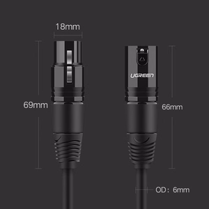 Ugreen AV130 66717 audio XLR (sieviešu) - XLR (vīriešu) kabelis mikrofonam / pastiprinātājam 2m - melns