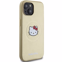 Hello Kitty ādas Kitty Head magnētiskais viedtālruņa apvalks iPhone 14 - zelta