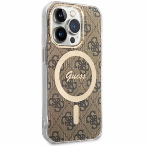 Guess GUHMP14LH4STW iPhone 14 Pro 6.1" brūns/brūns cietais apvalks 4G MagSafe