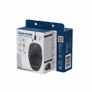 Gembird MUSW2-6B-01 Dual-mode wireless mouse (2.4G + BT), 1600 DPI, 6-button, black
