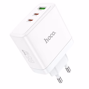 Phone charger Hoco 2 x USB C + USB A GaN QC PD 65W N30 white