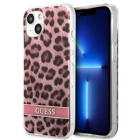 Guess GUHCP13SHSLEOP iPhone 13 mini 5.4" rozā cietais viedtālruņa apvalks Leopard