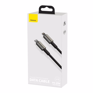 Baseus kabelis Tungsten PD USB-C - Lightning 1,0 m melns 20W