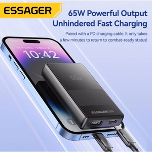 Lādētājs Essager Ultra Thin melns 65W (PD / QC3.0)