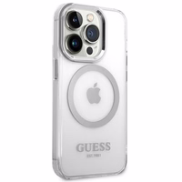 Guess GUHMP14XHTRMS iPhone 14 Pro Max 6.7" sudrabains/sudrabains cietais apvalks Metāla kontūra Magnētiskais