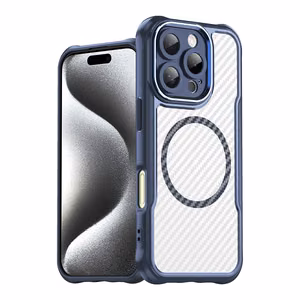 Viedtālruņa apvalks Magnētiskais silikona Līderu sērija iPhone 16 Pro Max (m) - zils