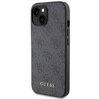 Guess 4G Metal Gold Logo viedtālruņa apvalks iPhone 15 - pelēka
