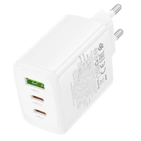 Borofone sienas lādētājs BN32 Cargador GaN - USB + 2xType C - QC 3.0 PD 65W balts