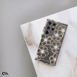 Case-Mate Floral Gems vāciņš ierīcei Samsung Galaxy S24 Ultra, zelta krāsā