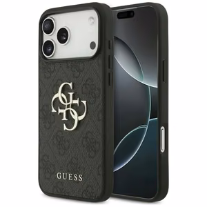 Guess PU 4G Metal Logo vāciņš Apple iPhone 18 Pro Max, pelēks
