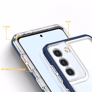Caurspīdīgs 3in1 viedtālruņa apvalks Samsung Galaxy S21 + 5G (S21 Plus 5G) rāmja gēla vāks zils