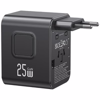 Tīkla lādētājs USAMS Travel Adapter CC309 2xUSB-C 25W 4w1 US/AU/EU/UK melns