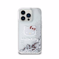 Hello Kitty Liquid Glitter Charms Kitty Head viedtālruņa apvalks iPhone 15 Pro - sudraba