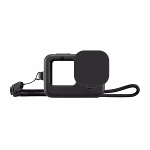 Puluz silikona maciņš GoPro HERO12, HERO11, HERO10 un HERO9 Black ar objektīva vāciņu un siksnu (melns)