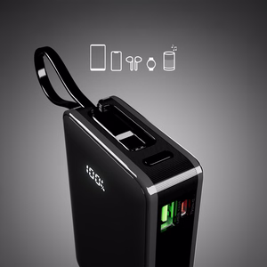 Внешний аккумулятор SBS 20000 mAh 20W со встроенным кабелем USB-C и цифровым дисплеем - чёрный