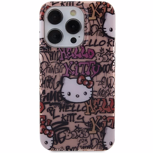 Hello Kitty IML Tags Graffiti viedtālruņa apvalks iPhone 15 Pro - rozā