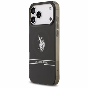 US Polo DH and Bottom Stripe Logo MagSafe Case for iPhone 17 Pro Max - Black