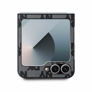 DKNY Checkered Pattern Printed Stripes Viedtālruņa apvalks Samsung Galaxy Z Flip 6 - melns