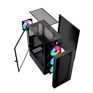 Gembird Fornax 4000 ARGB spēļu ATX datora korpuss Midi Tower melns