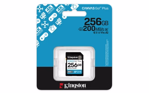 Kingston memory card 256GB SDXC Canvas Go Plus Gen4 200MB/s C10 UHS-I U3 V30