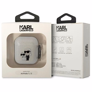 Karl Lagerfeld KLA2HNKCTGT чехол Airpods 1/2 прозрачный Gliter Karl&Choupette