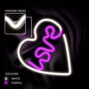 Neon LED Light LOVE HEART violets balts NNE02 Neolia