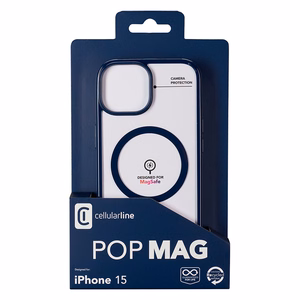 Cellularline Pop Mag vāciņš ierīcei iPhone 15, saderīgs ar MagSafe, zils