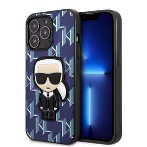 Karl Lagerfeld KLHCP13LPMNIKBL iPhone 13 Pro / 13 6.1" cietais apvalks zils/zils Monogramma Ikonik plāksteris