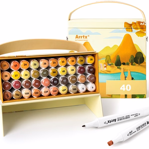 Double-sided Marker Pens ARRTX Alp, 40 Colours, dzeltens shade
