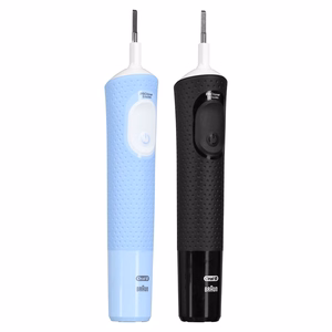 Oral-B Vitality Pro Duo – uzlādējama elektriskā zobu birste, 2 uzgaļi, 3 tīrīšanas režīmi, melns/zils/balts