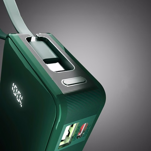 Внешний аккумулятор SBS 10000 mAh 20W со встроенным кабелем USB-C и цифровым дисплеем - зелёный