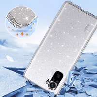 Crystal Glitter viedtālruņa apvalks Xiaomi Redmi Note 10/Note 10S/Poco M5S sudraba