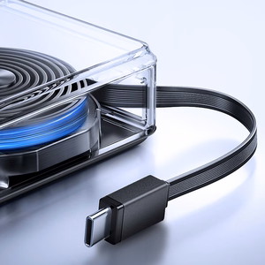 Joyroom JR-PR1 10000mAh 22.5W portatīvais lādētājs ar iebūvētu izvelkamu USB-C kabeli - melna